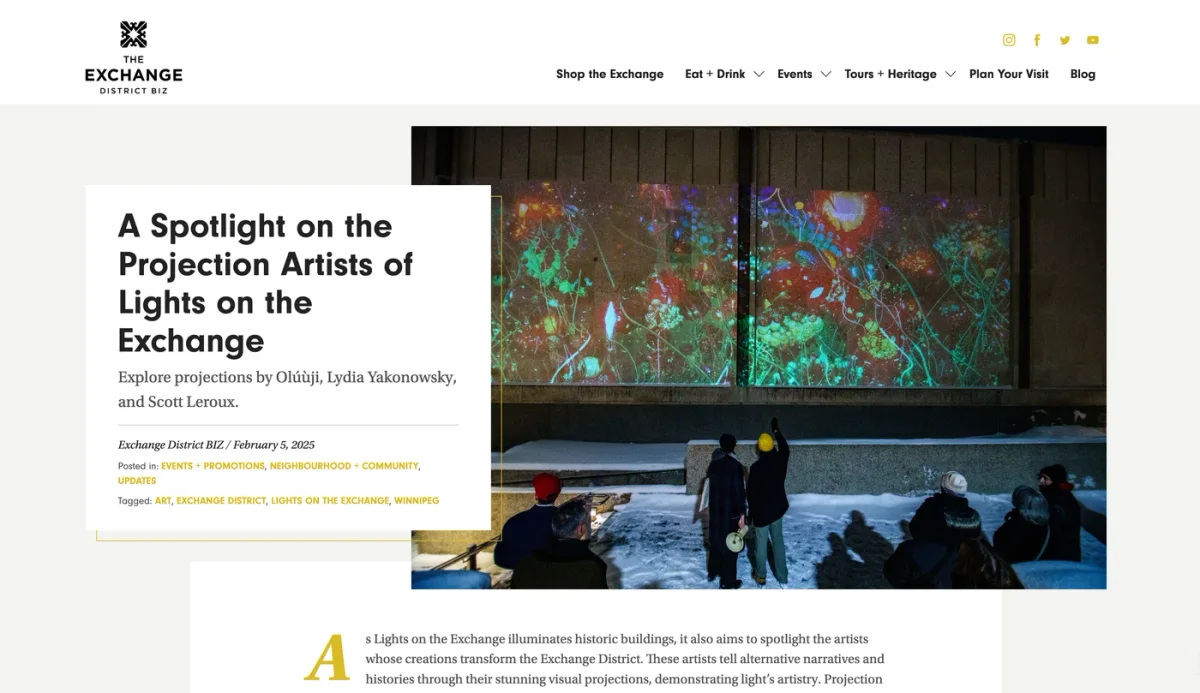 Lights On The Exchange Festival 2025 — Exchange District BIZ article (opens in a new tab)